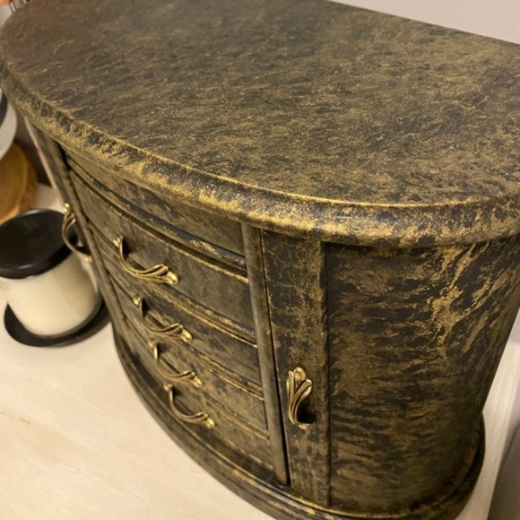 Gold & Black Jewelry Box Sponge / Snake Skin Print Upcycled Painted Jewelry Box - Picture 6 of 9